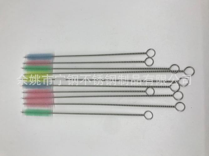工厂直销不锈钢304彩色尼龙毛刷 可定制长度，彩色吸管软毛刷全解析